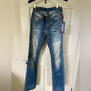 True Religion Women Distressed Blue straight Jeans NWT
